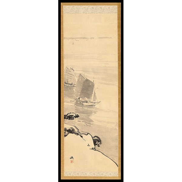 <b>SAILING BOATS, WINTER (Scroll)</b> / <em>Hiroshi Yoshida<br>c. 1930s<br><br><b>SOLD</b></em>