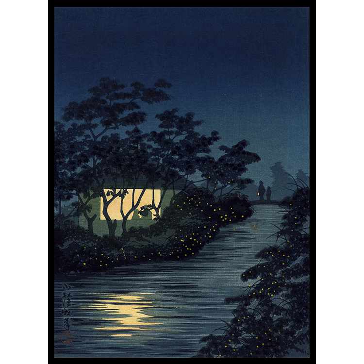 <b>FIREFLIES ON THE KINU RIVER</b> / <em>Kobayashi Kiyochika<br>1930s<br><br><b>SOLD</b></em>