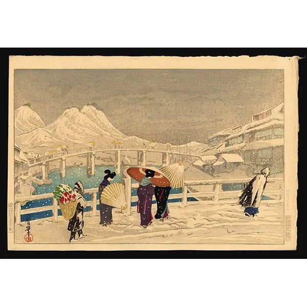 <b>SNOW ON THE BRIDGE MATSUE</b><br><em>Kazuma Oda<br>1924<br><br><b>SOLD</b></em>