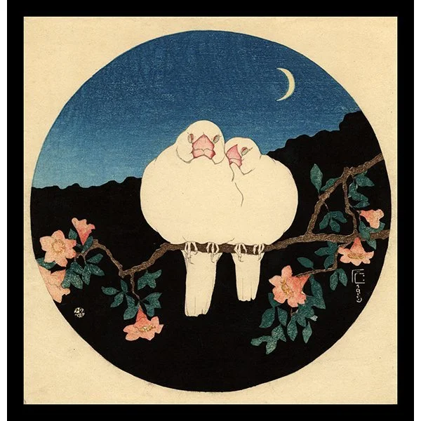 <b>WHITE BIRDS ON A POMEGRANATE TREE (NIGHT)</b> / <em>Fritz Capelari<br>1915<br><br><b>SOLD</b></em>