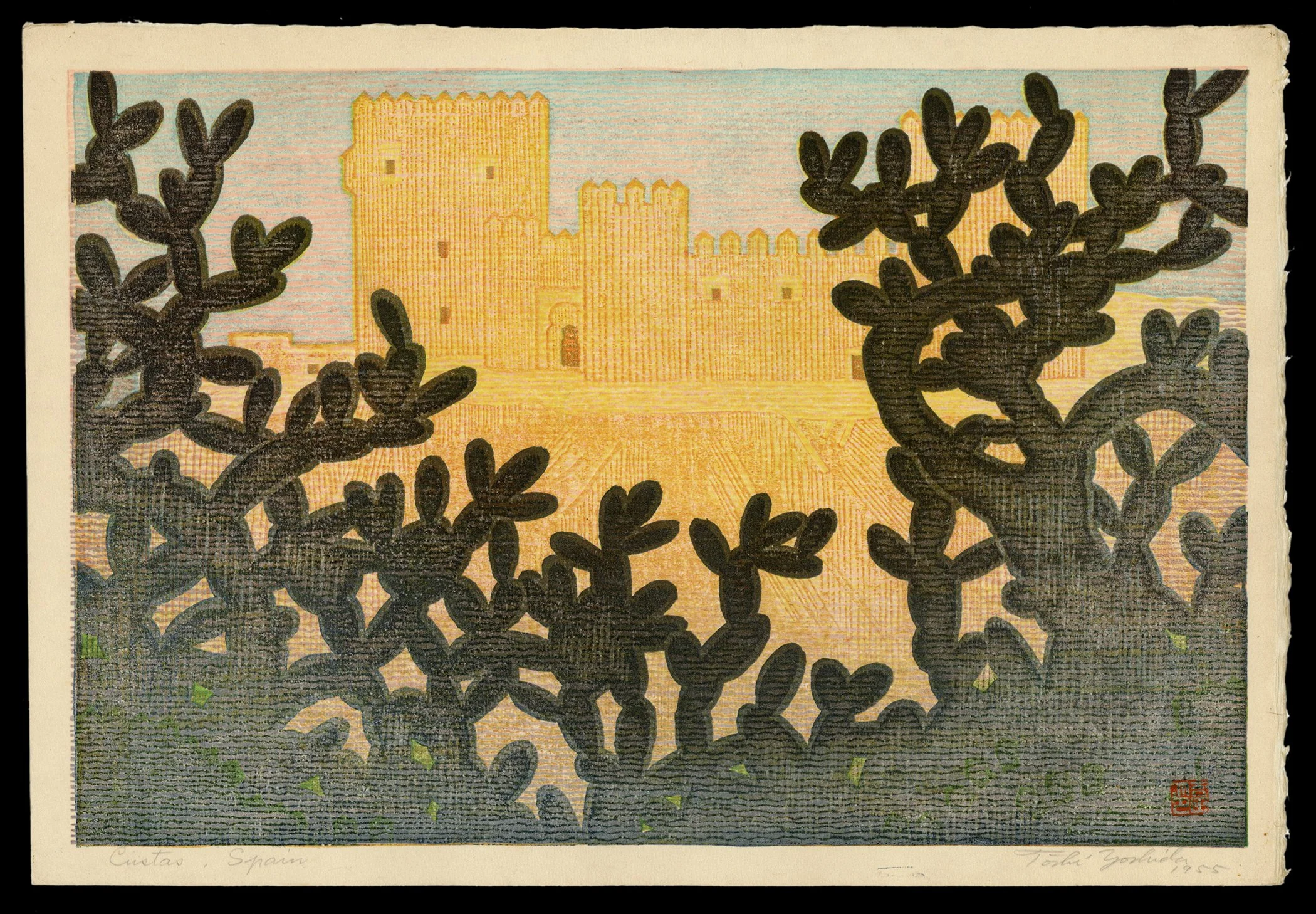 Cactus, Spain | Toshi Yoshida | Shin Hanga | Japanese Woodblock Print   COLLECTING JAPANESE PRINTS