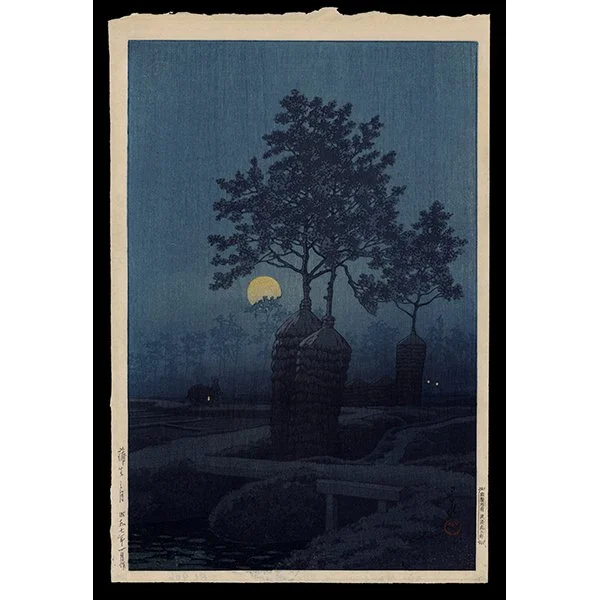 <b>MOON AT GAMO</b> / <em>Kawase Hasui<br>1932<br><br><B>SOLD</B></em>