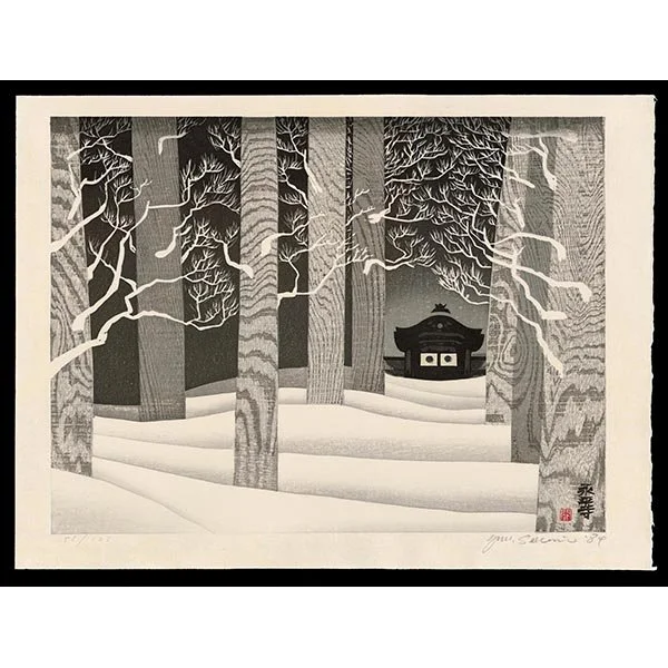 <b>EIHEIJI TEMPLE AT NIGHT</b> / <em>Junichiro Sekino <br>1984<br><br><b>SOLD</b></em>