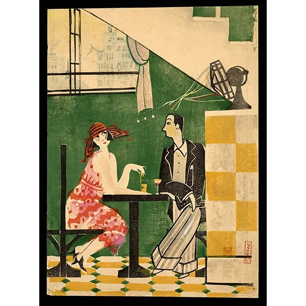 <b>CAFE - A COCKTAIL BETWEEN SKYSCRAPERS</b> / <em>Isaku Nakagawa<br>1933<br><br><b>SOLD</b></em>