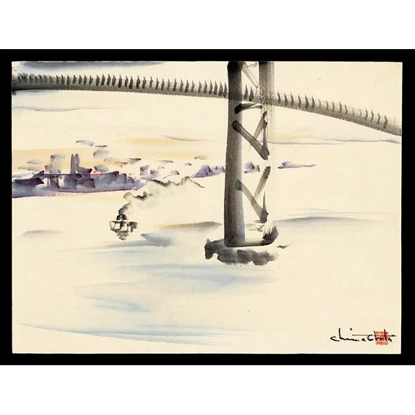 <b>BAY BRIDGE, SAN FRANCISCO</b> / <em>Chiura Obata<br>c. 1935<br><br>$20,000</em>