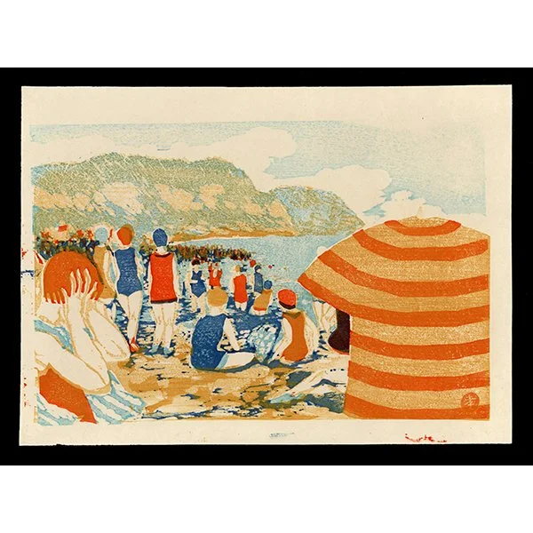 <b>YUIGAHAMA BEACH, KAMAURA</b> / <em>Koshiro Onchi<br>1938<br><br>$3,000</em>