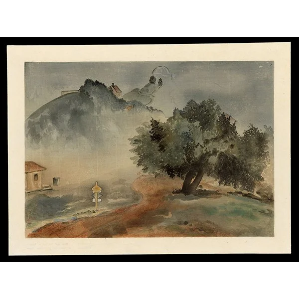 <b>STORM; LICK OBSERVATORY, MOUNT HAMILTON, SANTA CLARA COUNTY, CALIFORNIA</b> / <em>Chiura Obata<br>1930<br><br><B>SOLD</B></em>
