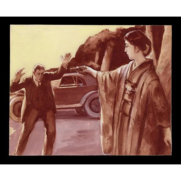<b>WOMAN AND REVOLVER</b> / <em>Unknown Japanese Artist<br>c. 1925-1930<br><br>$800</em>
