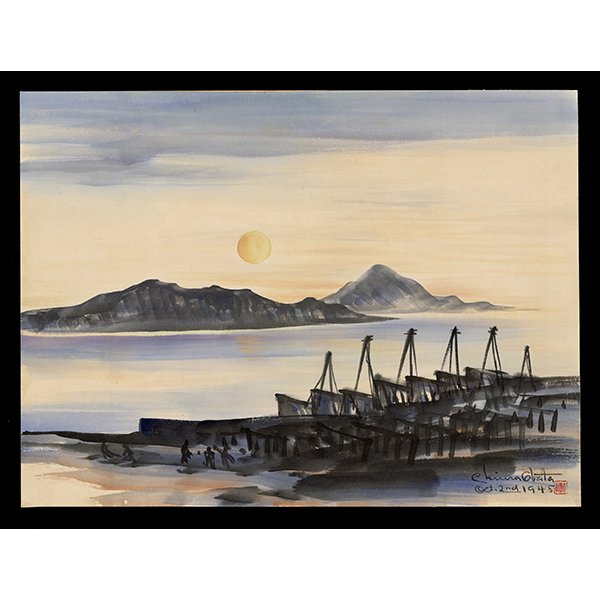 <b>RISING MOON, SAUSALITO</b> / <em>Chiura Obata<br>October 2, 1945<br><br><B>SOLD</B></em>