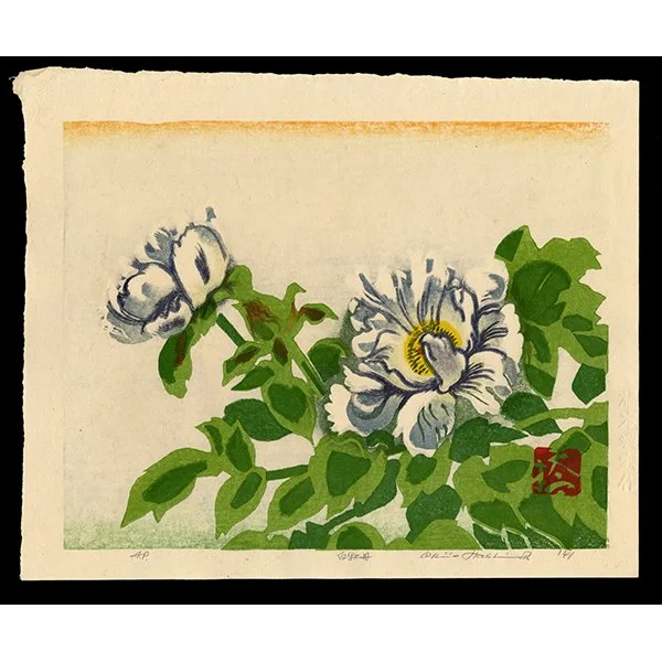 <b>WHITE PEONY</b> / <em>Okiie Hashimoto<br>1941<br><br><B>SOLD</B></em>