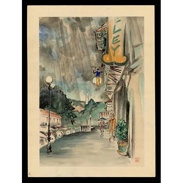 <b>SPRING RAIN, BERKELEY CALIFORNIA</b> / <em>Chiura Obata<br>1930<br><br>$9,000</em>