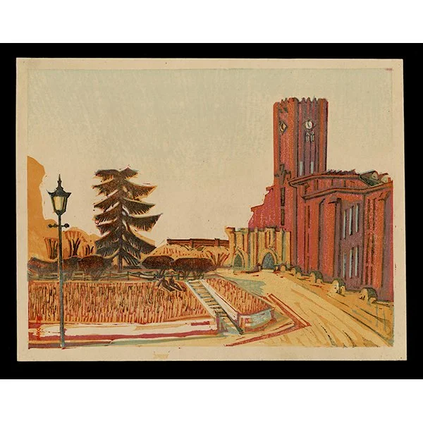 <b>IMPERIAL UNIVERSITY (WASEDA UNIVERSITY) IN AUTUMN LIGHT</b> / <em>Shizuo Fujimori<br>1934<br><br>$1,500</em>