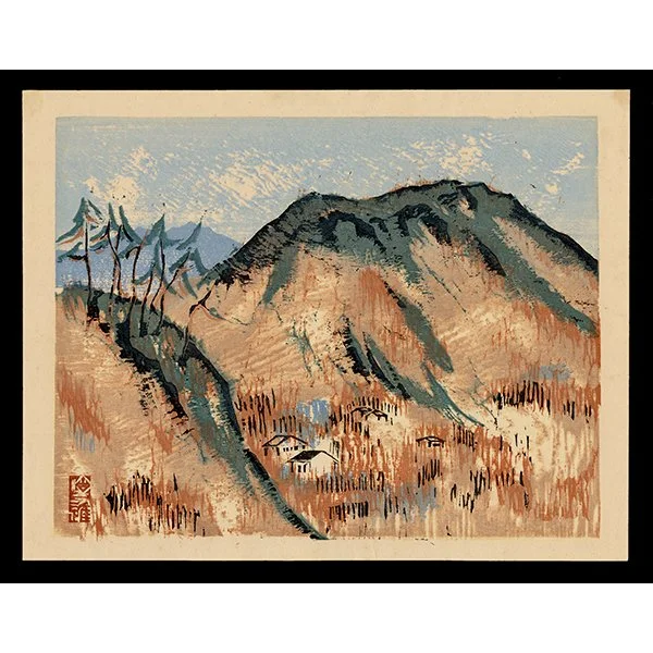 <b>AUTUMN IN MOUNTAIN COTTAGE</b> / <em>Susumu Yamaguchi<br>c. late 1940s<br><br>$750</em>