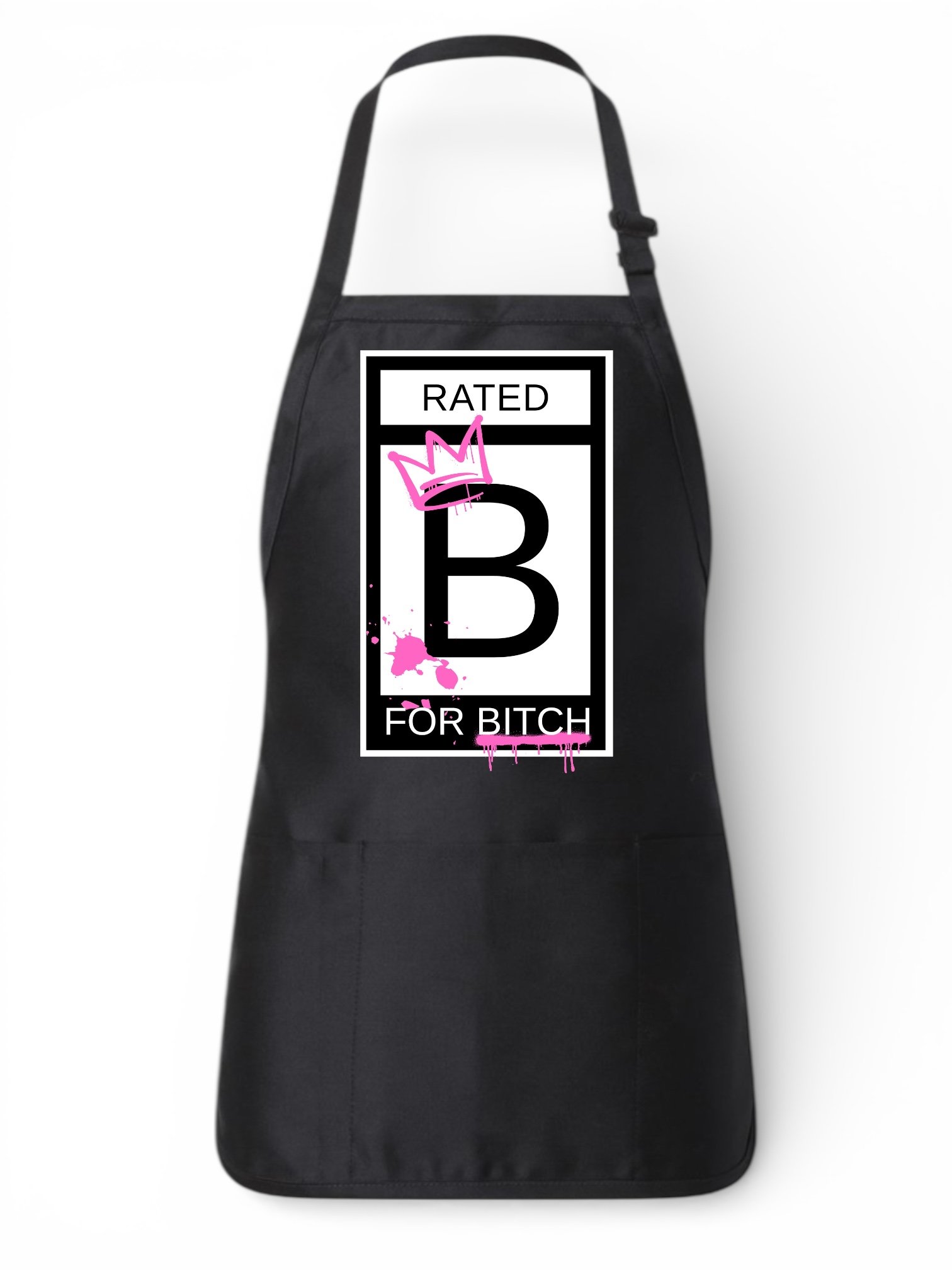 "Rated B for Bitch" three-pocket adjustable apro in black by The Bitter Bitch Co