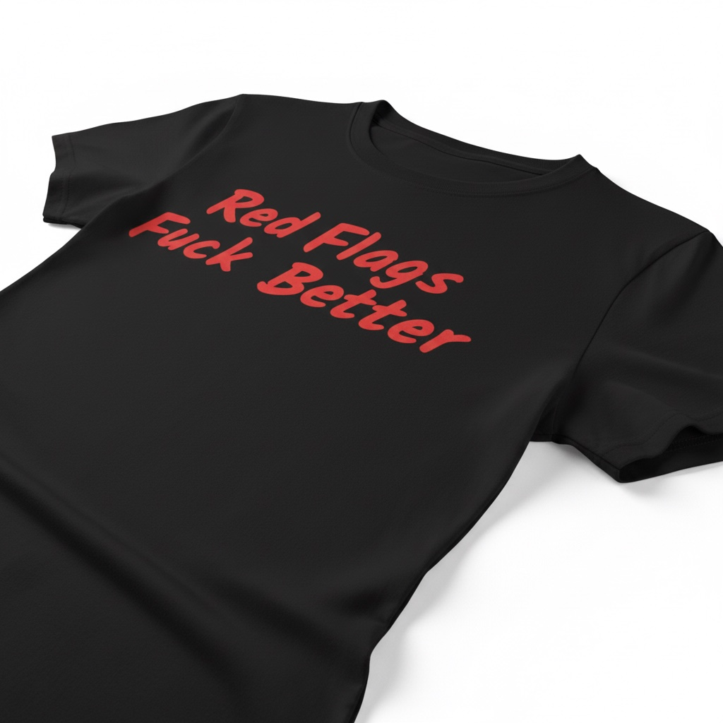 Red Flags Fuck Better Women's Puff Print Tee.  Part of the Red Flag Fan Club Collection by The Bitter Bitch Co.
