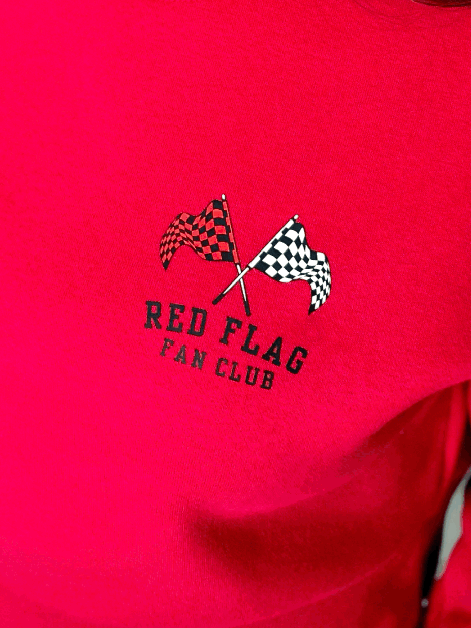 Red Flag Fan Club Red Cropped Crew Sweatshirt by The Bitter Bitch Co