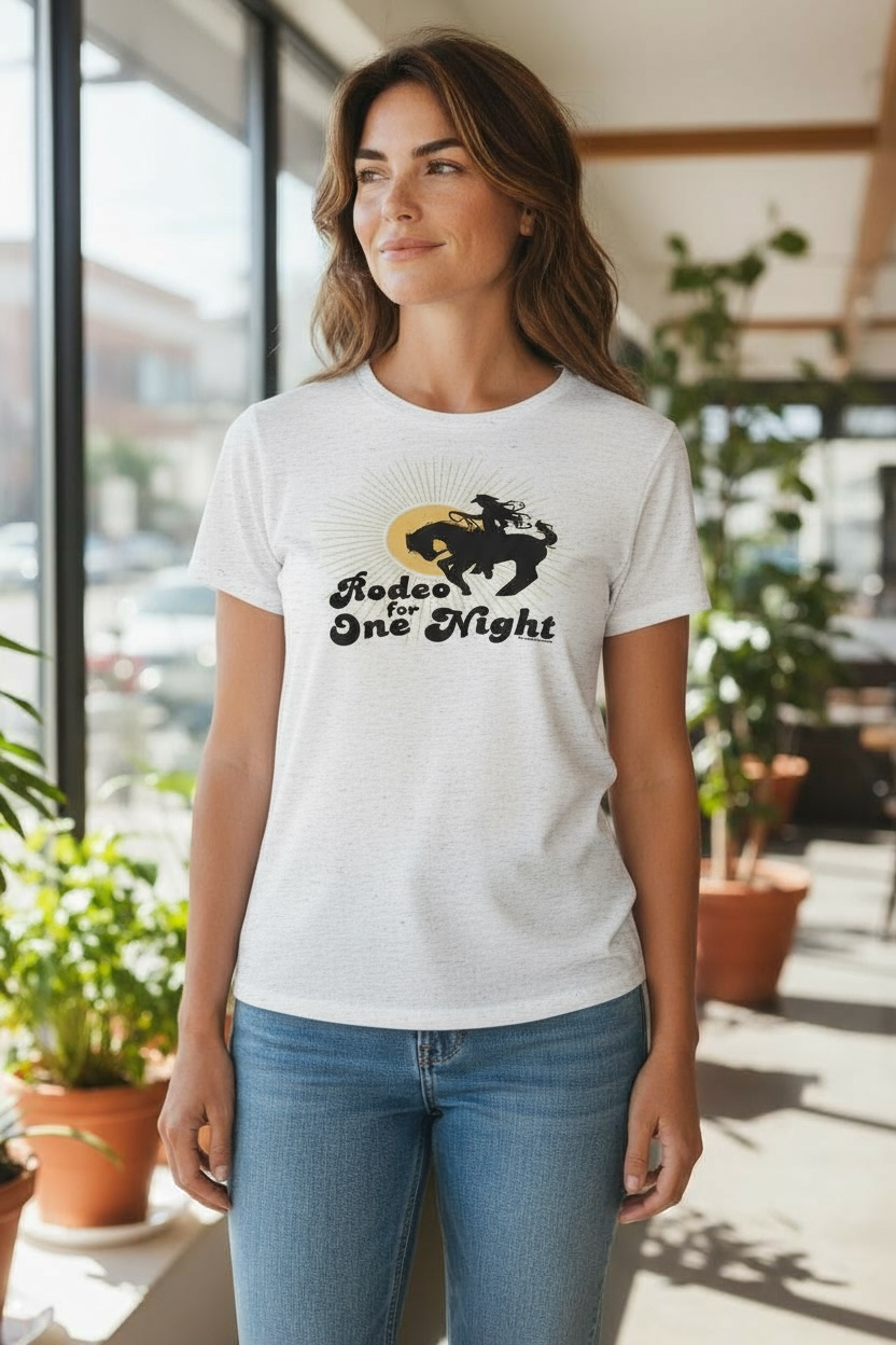 Rodeo for One Night vintage retro graphic tee, sublimated, by The Bitter Bitch CoRodeo for One Night vintage retro graphic tee, sublimated, by The Bitter Bitch Co