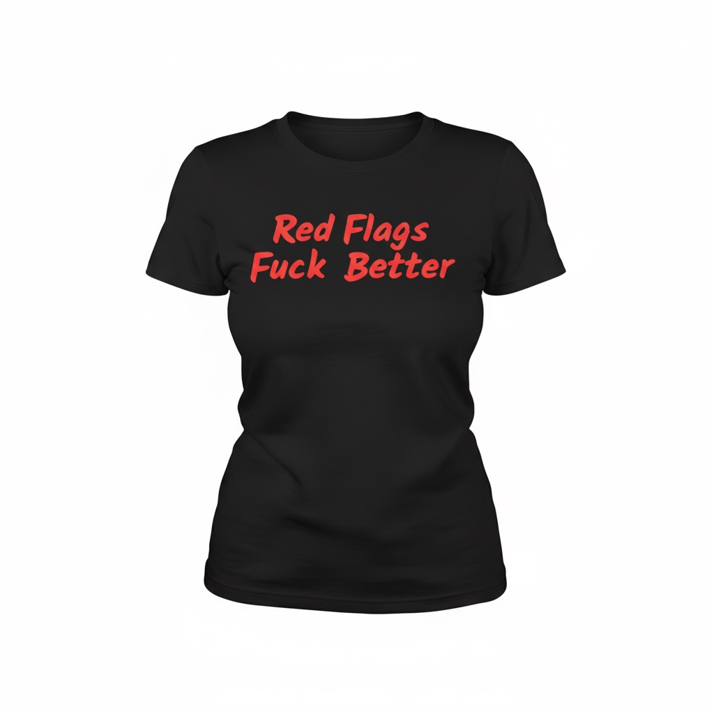 Red Flags Fuck Better Women's Puff Print Tee.  Part of the Red Flag Fan Club Collection by The Bitter Bitch Co.