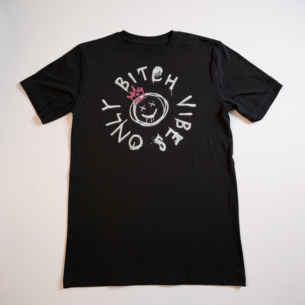 Bitch Vibes Only graphic tee with pink graffiti crown by The Bitter Bitch