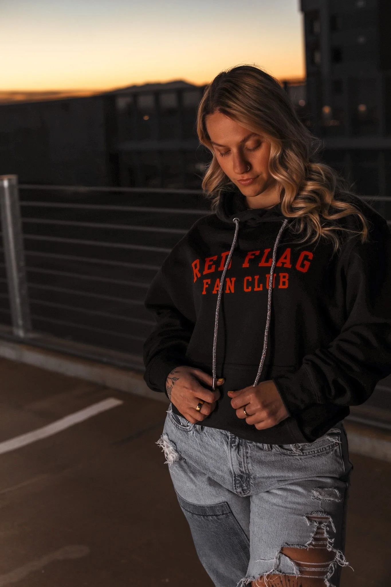 Rhinestone drawstring upgrade for all hoodies from The Bitter Bitch Co