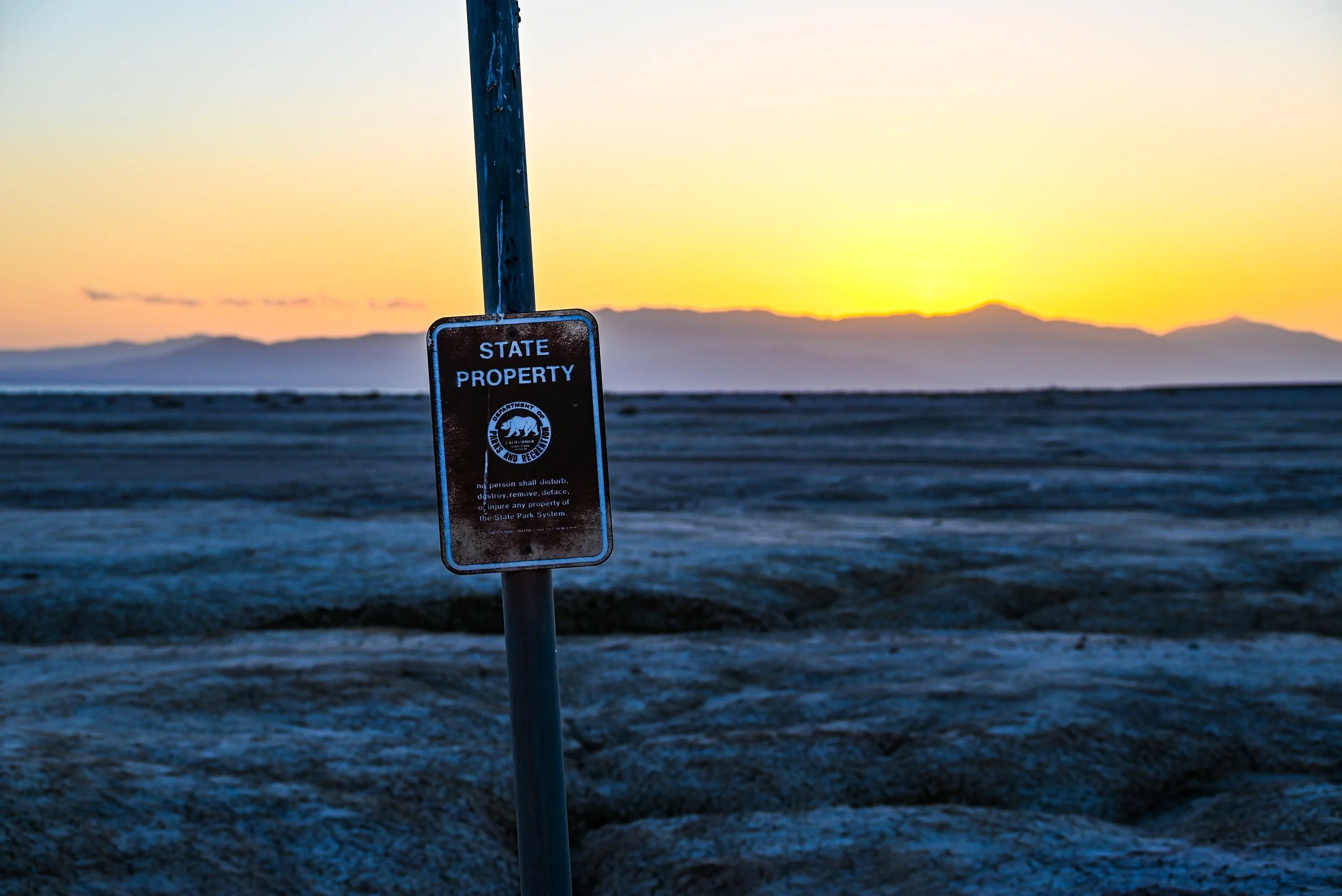 California State Property sign outside Bombay Beach Salton Sea
