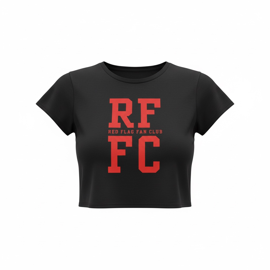 Red Flag Fan Club Women's Flowy Crop in black by the Bitter Bitch Co