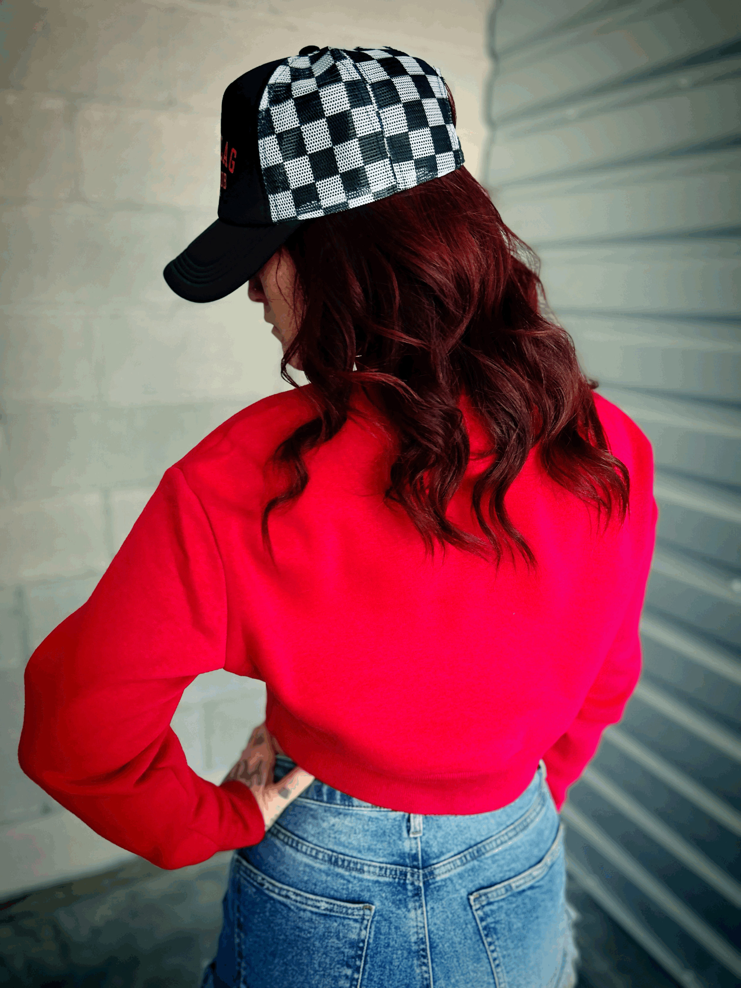 Red Flag Fan Club crop crewneck sweatshirt by The Bitter Bitch Co