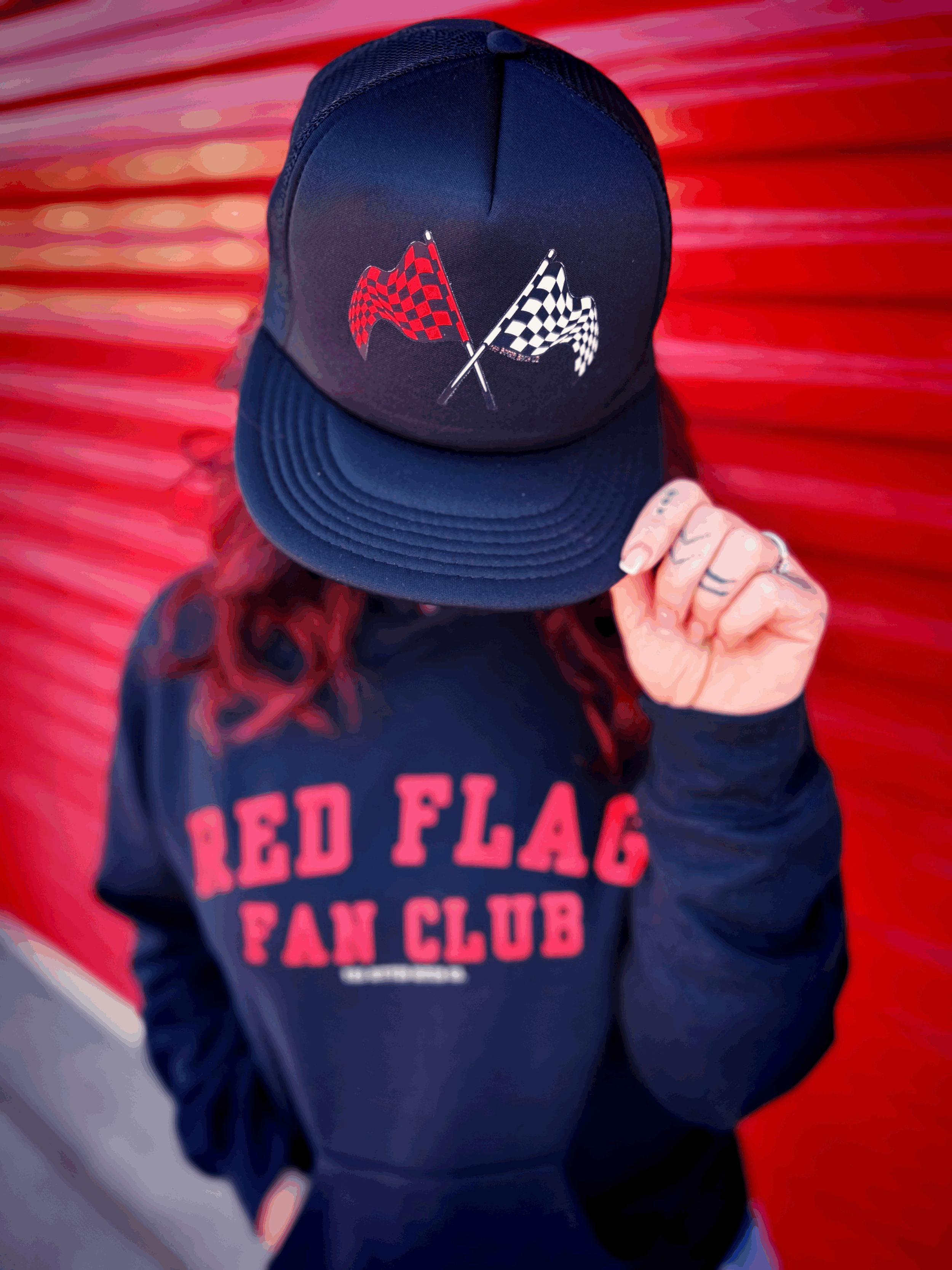 Red Flag Fan Club trucker hat by The Bitter Bitch Co