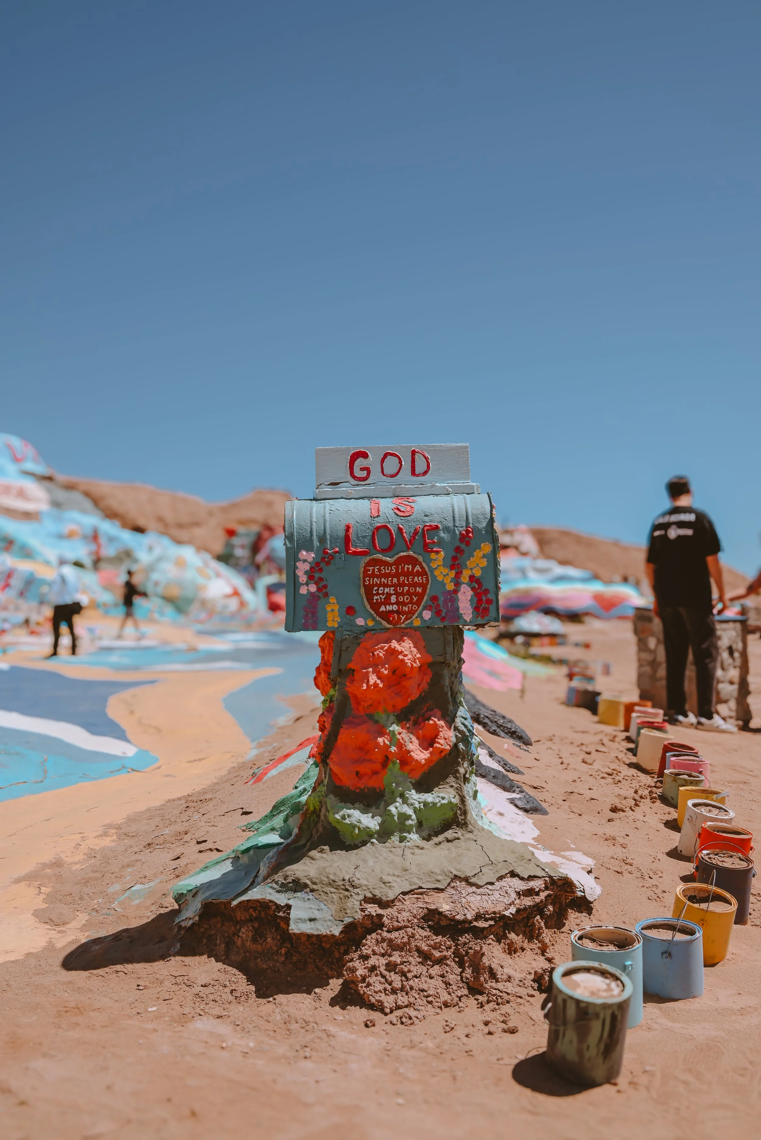 God is Love mailbox at Salvation Mountain, Slab City, Salton Sea California