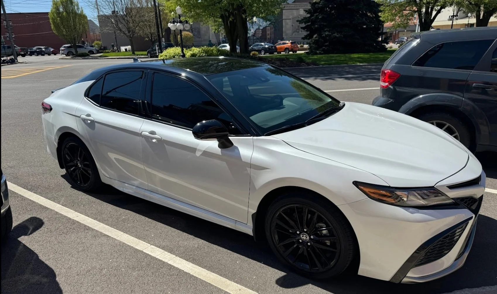 Tinted White Sedan