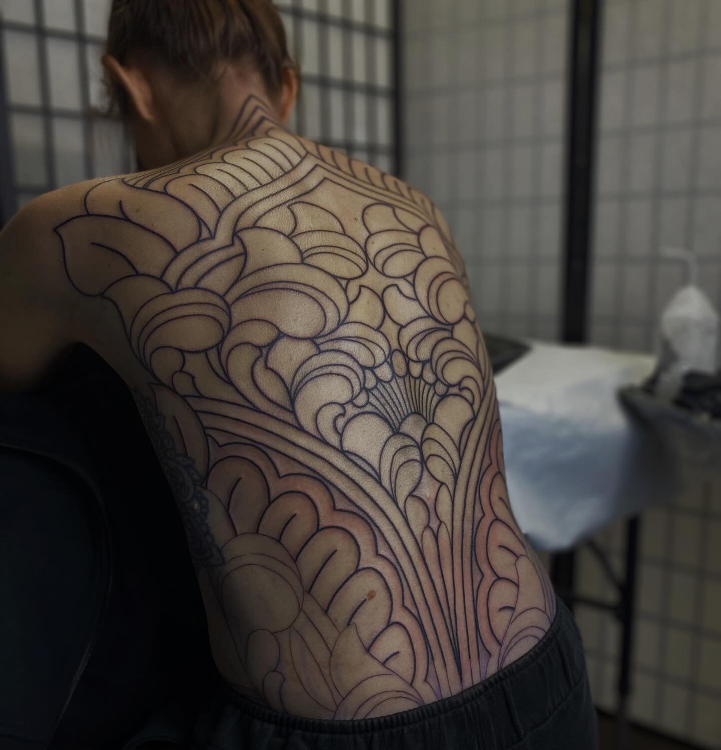 Two days in a row so far on Ashely&rsquo;s backpiece. Long ways to go but super happy with the progress. Thank you for traveling and sitting perfectly!
&bull;
#ornamentaltattoo #floraltattoo #backpiecetattoo #denvercolorado #denvertattooartist