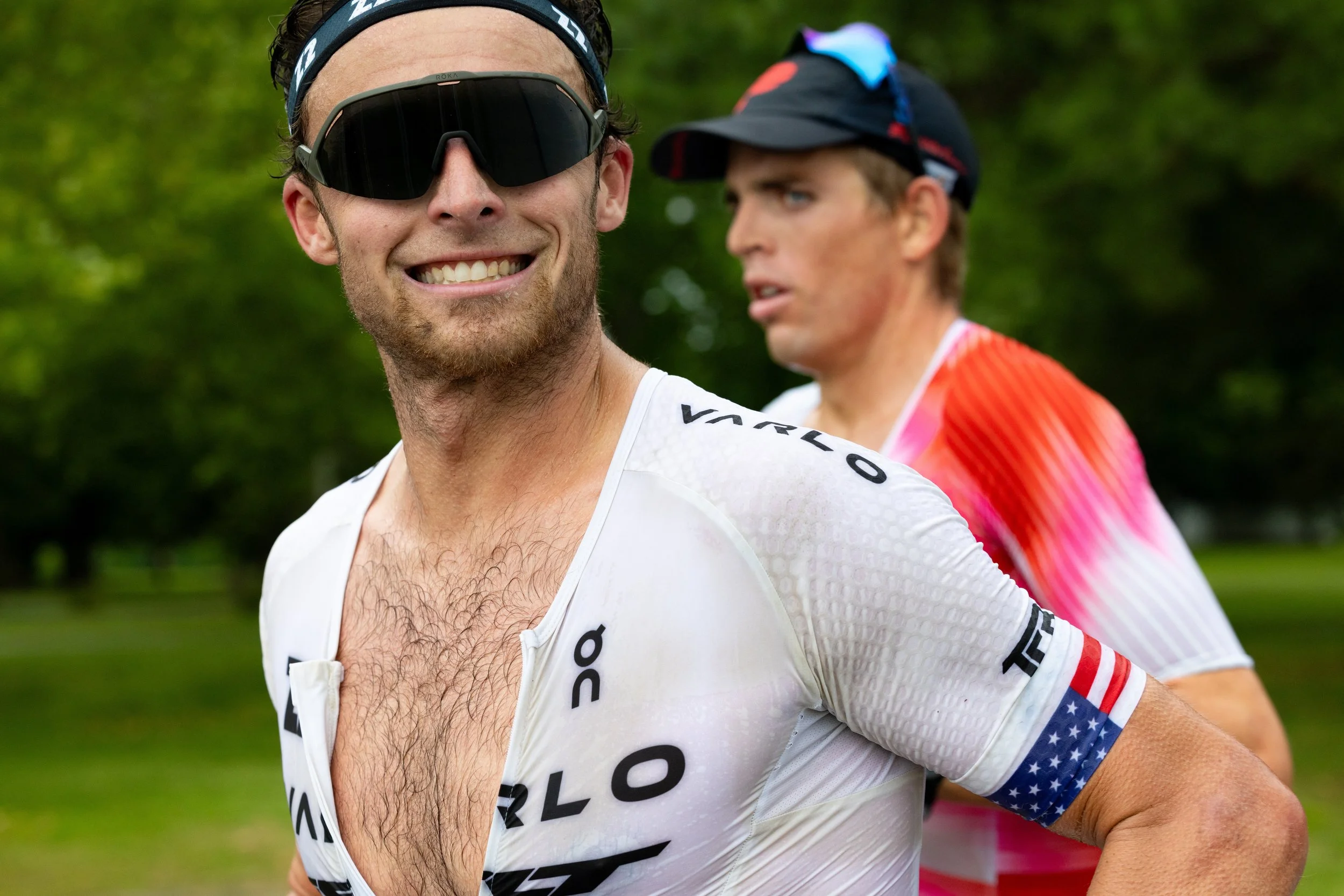 Trevor Foley flashes a smile during the run battle with Sam Long (Eagleman 2025)