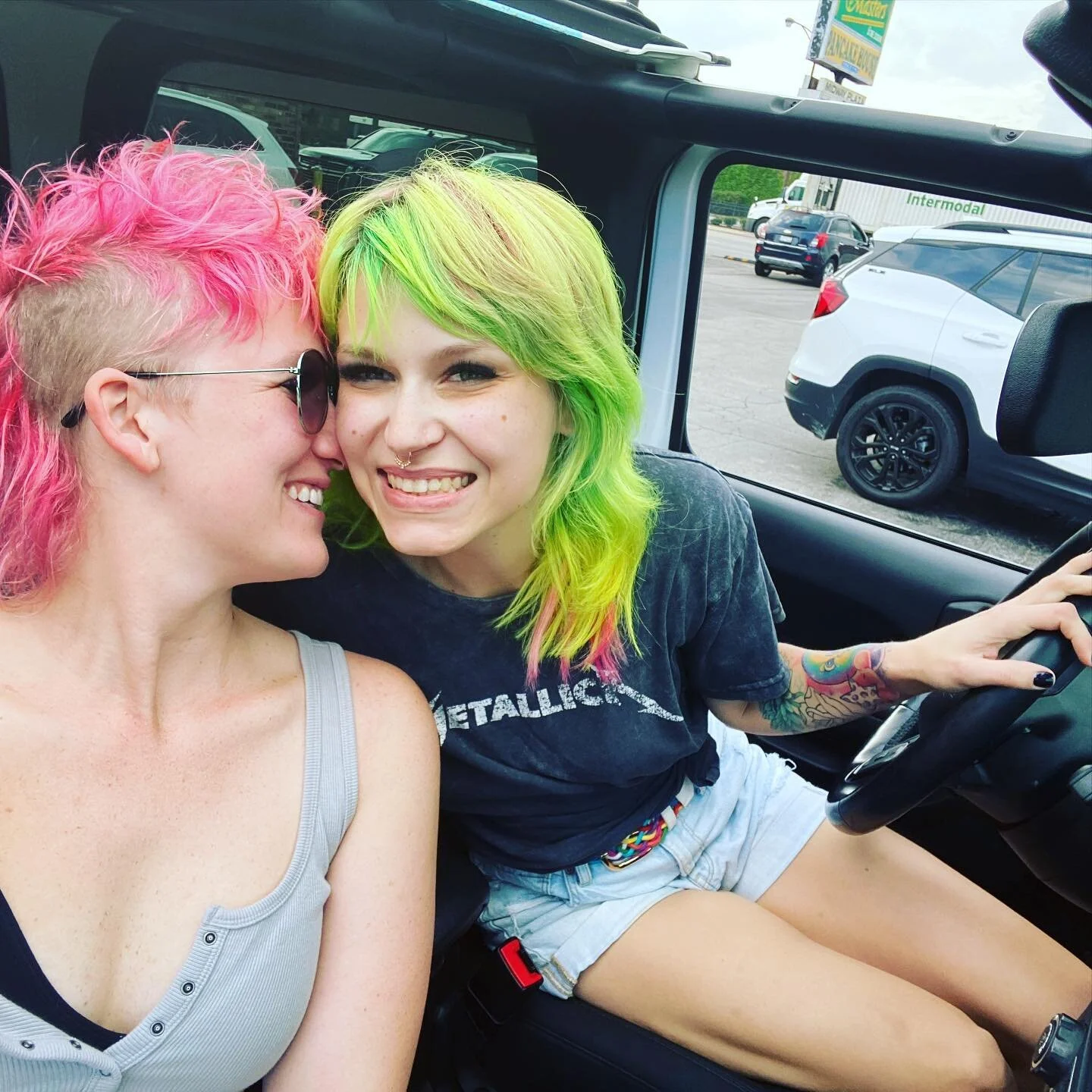 Hi! Our names are Kelsey and Anna. 🧚&zwj;♀️🧚 To keep it short and sweet for now, Anna and I met in March 2021 at my best friend&rsquo;s wedding and instantly were connected. In true lesbian fashion, we &ldquo;uhauled&rdquo; it and now live together