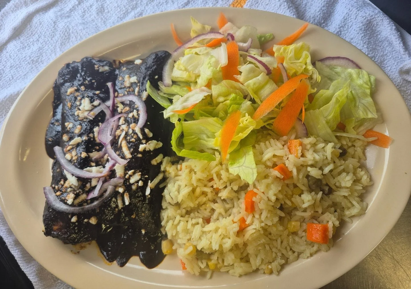 Our pollo mole tacos are very popular at @havalinapdx. So for a limited time, we&rsquo;ll be having pollo enmoladas with a side of salad and rice.