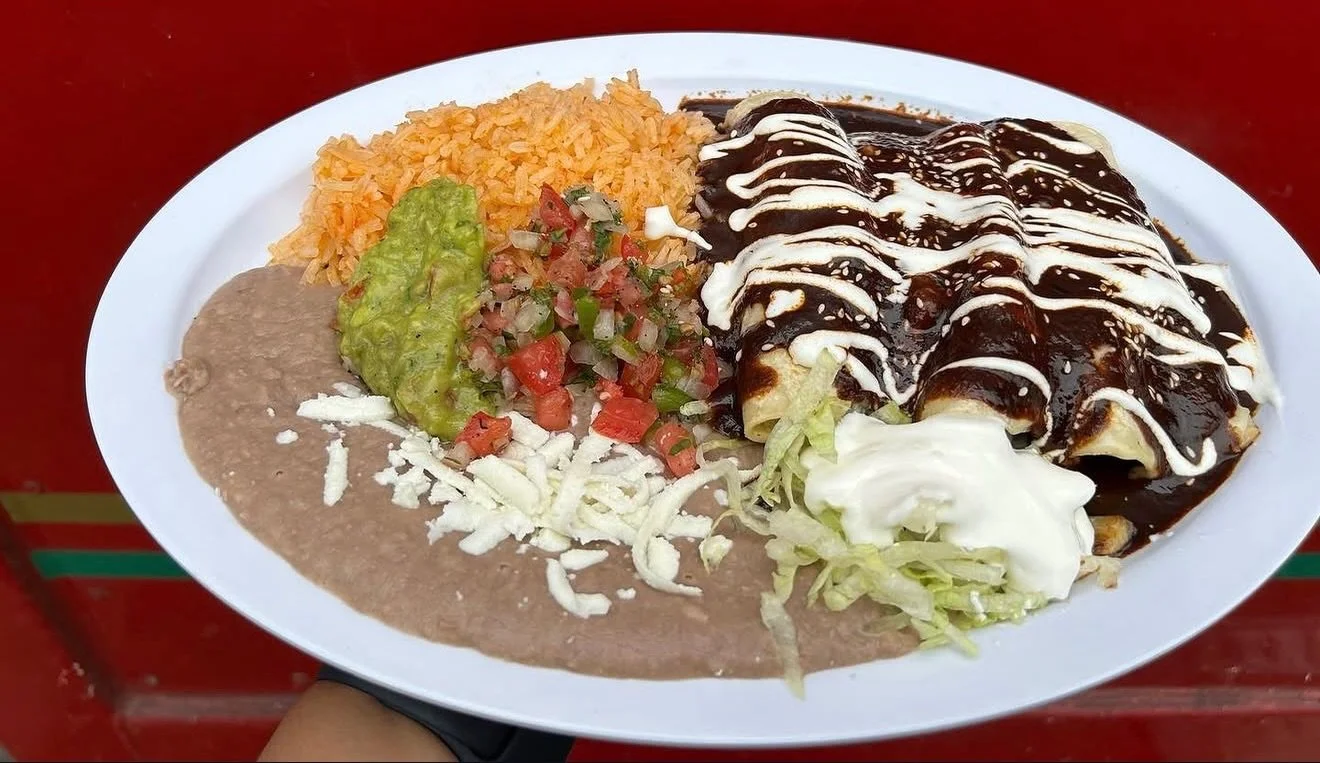 We often get asked what Enmoladas are on our menu. The easiest way to describe them? Enchiladas covered in mole sauce 😋✨