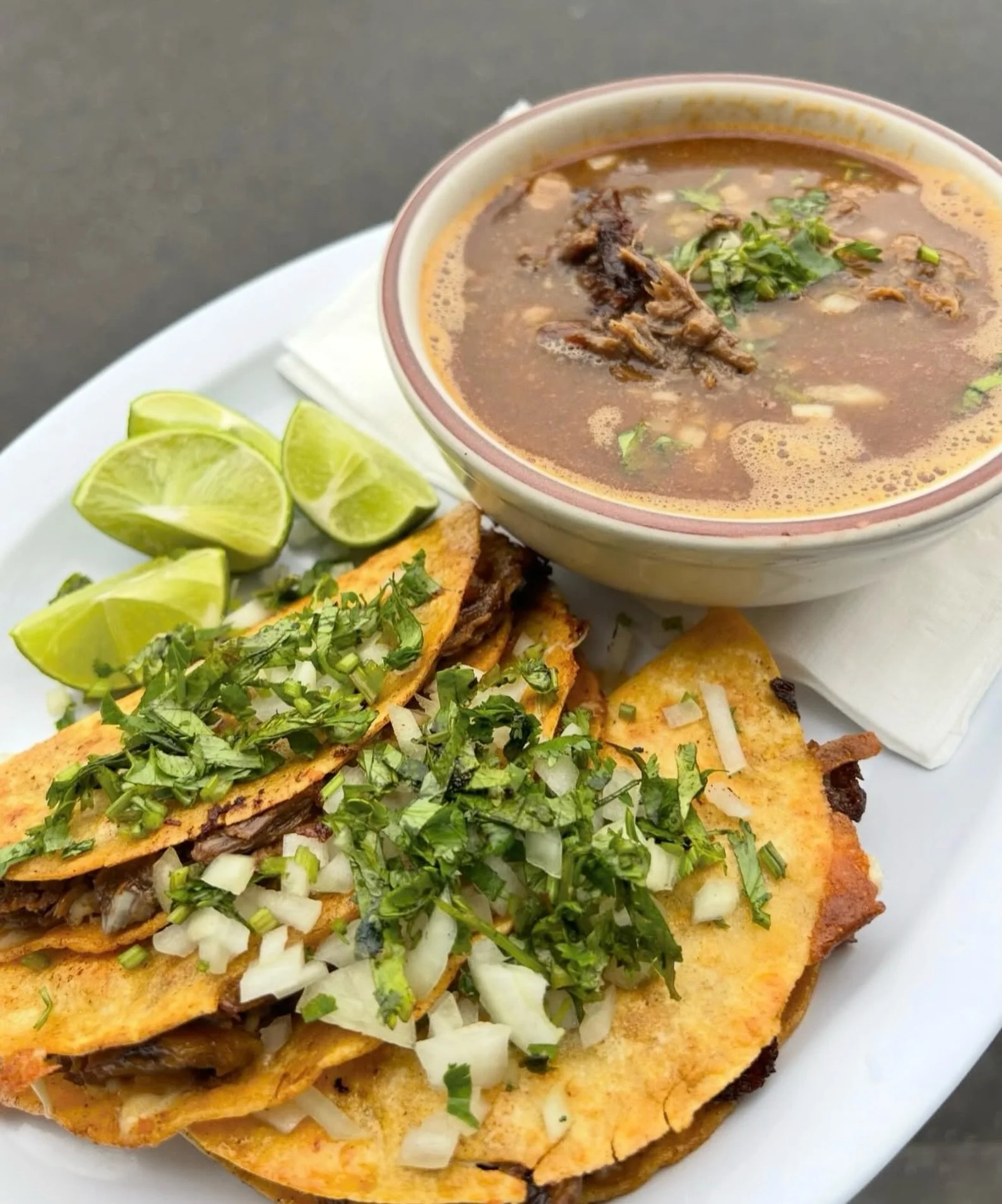 We have some rainy days ahead before summer officially starts? In the meantime, stop by for our birria plate for something warm and delicious