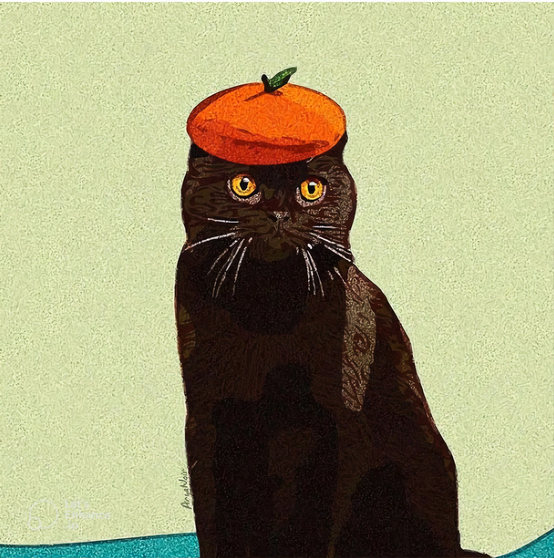 orange eyes, orange beret
