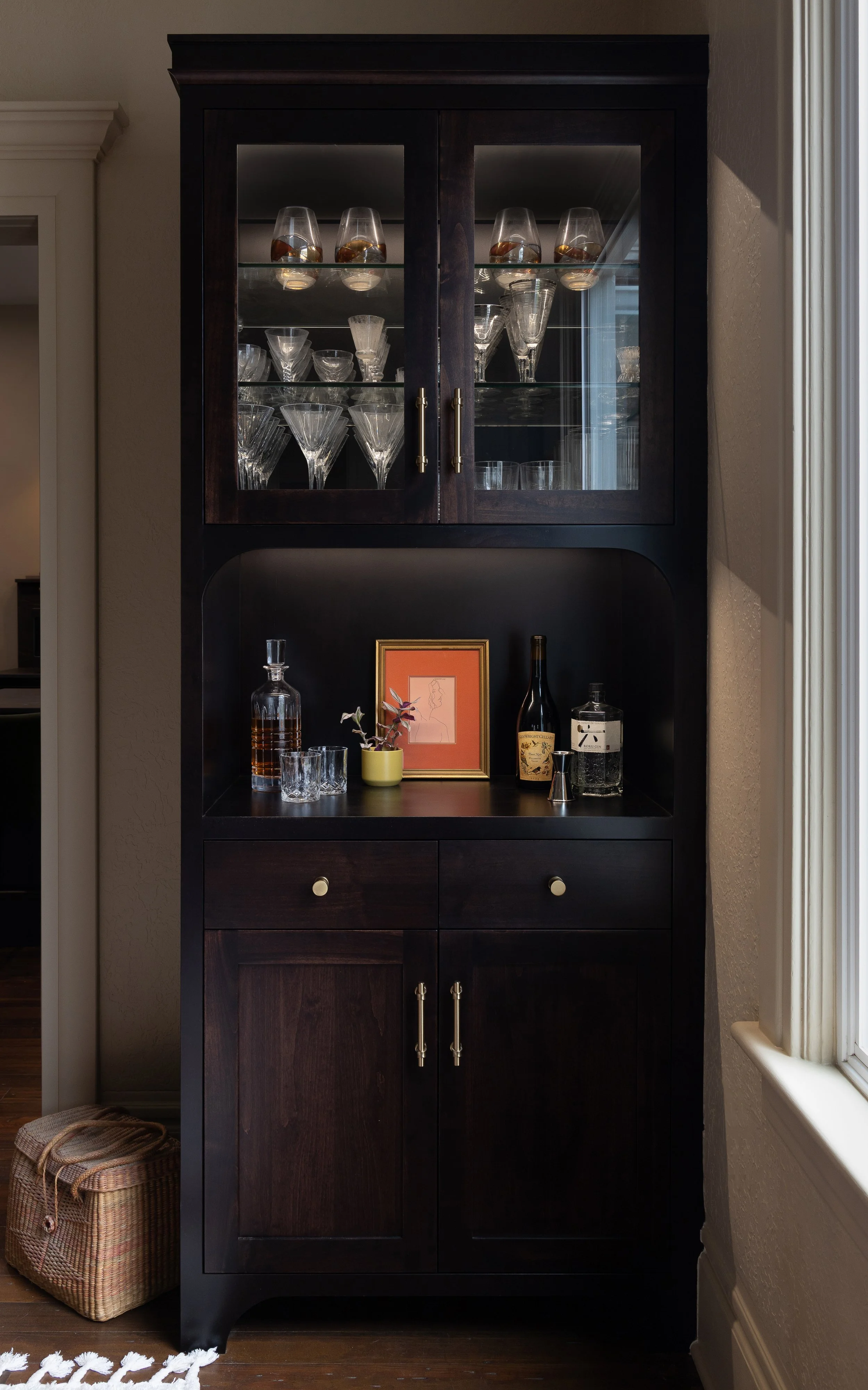 Custom Dining Room cabinet with glass doors