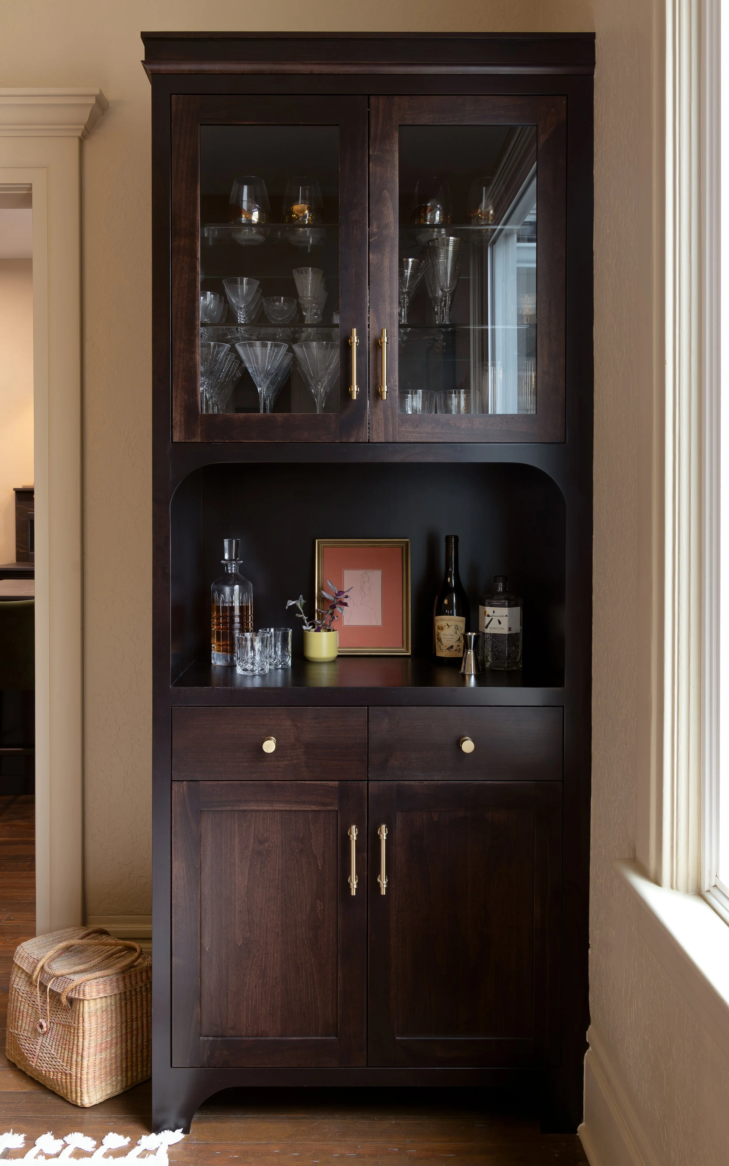 Custom Dining Room cabinet with glass doors
