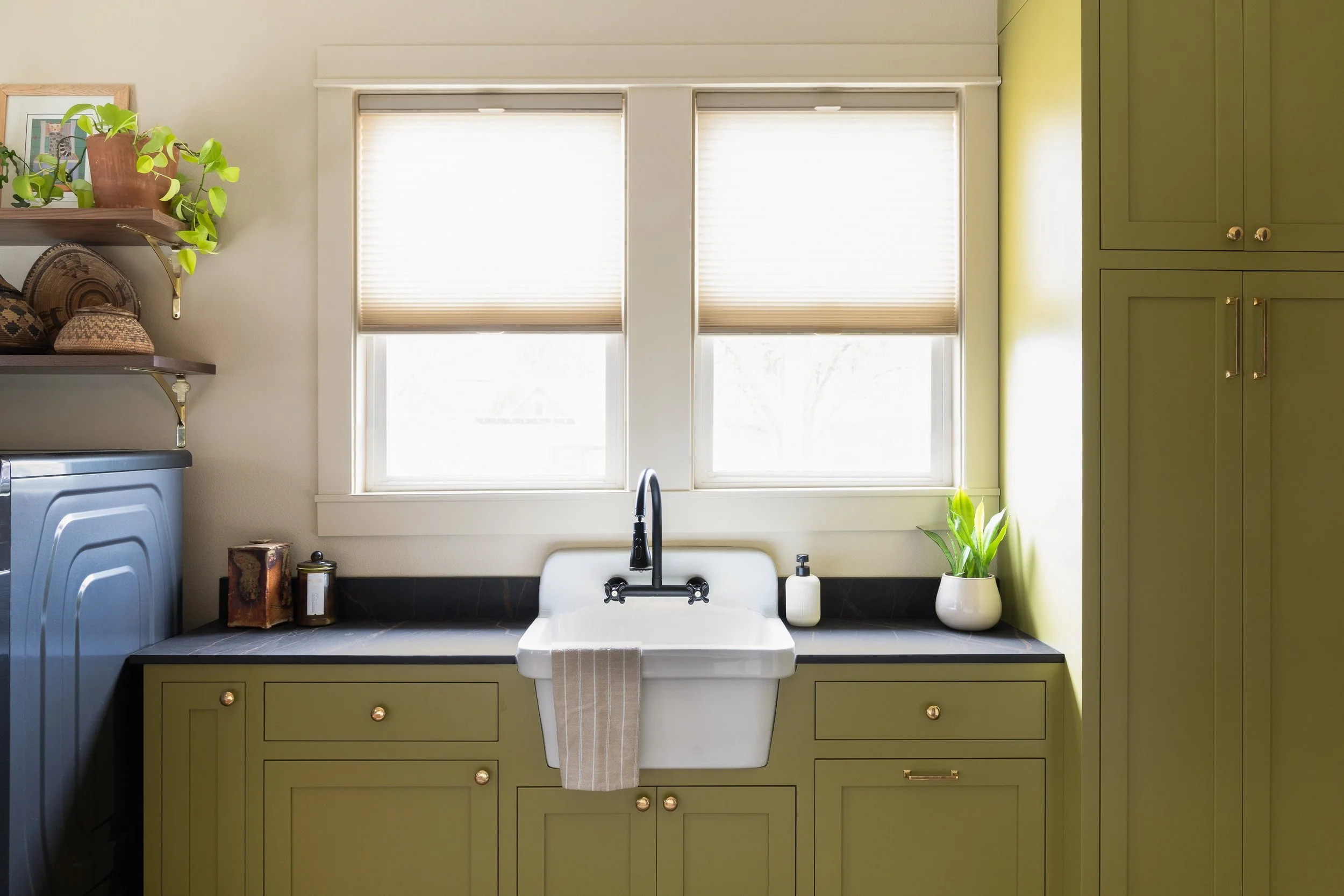 Cheerful and Functional Custom Cabinetry for this Mudroom in McMinnville