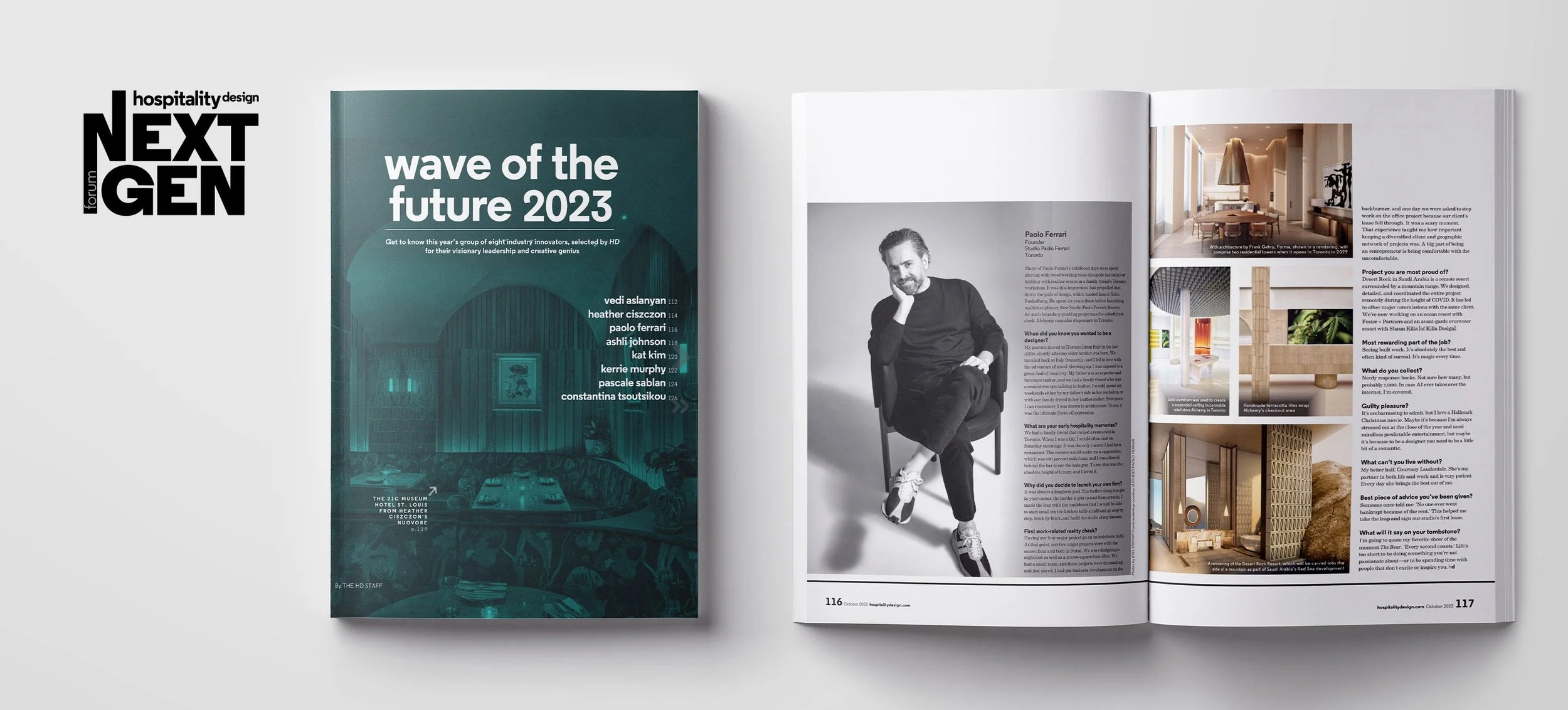 Studio Paolo Ferrari Wave of the Future Award, Hospitality Design Magazine