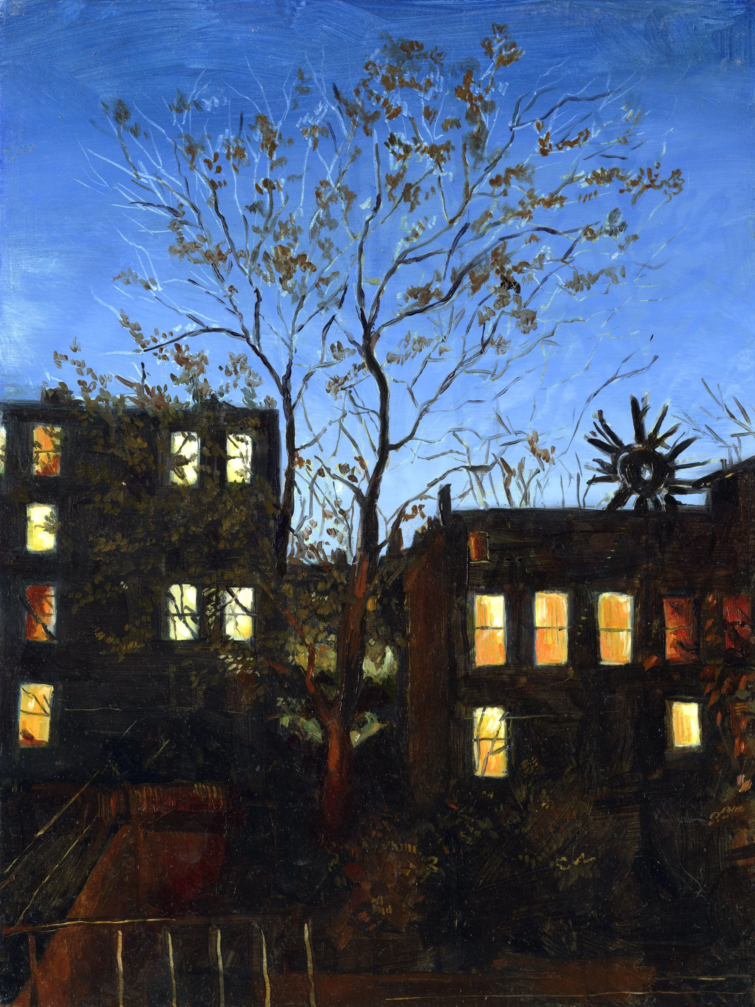 Backyard, oil on panel, 2024