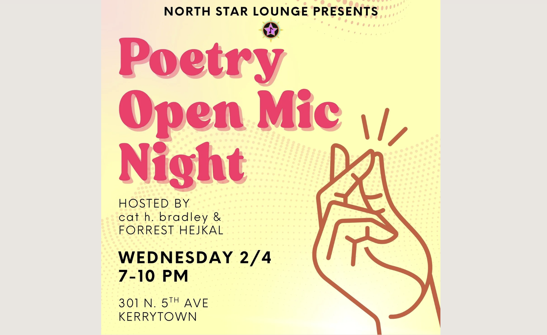 Poetry Open Mic W/ Forrest Hejkal &amp; cat h. bradley