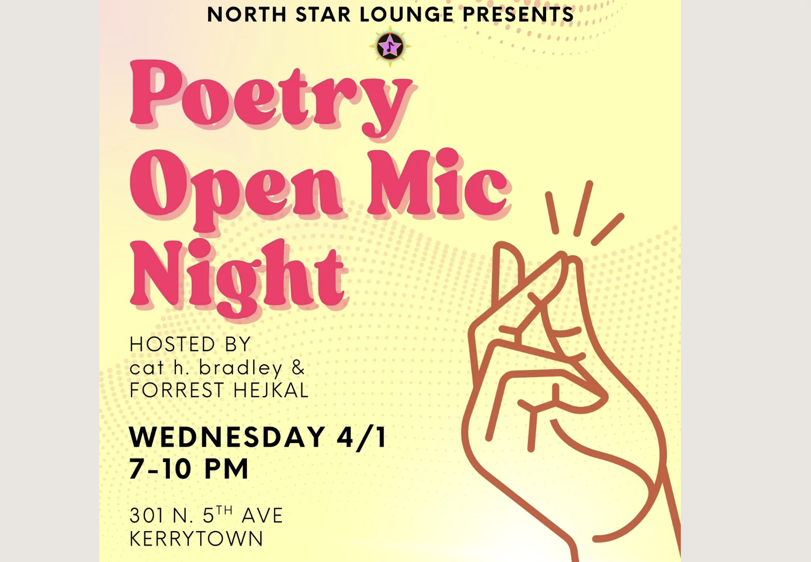 Poetry Open Mic W/ Forrest Hejkal &amp; cat h. bradley