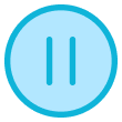 A blue pause button icon with two vertical bars.