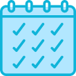 A calendar with checkmarks on multiple days, indicating completed tasks or events.