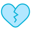 Broken heart icon with a blue outline and light blue fill