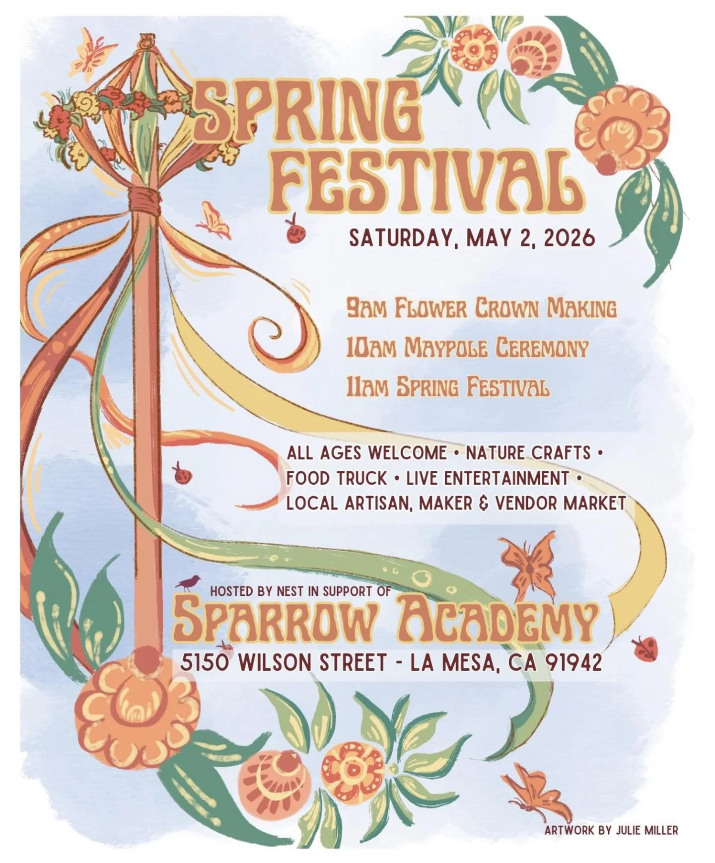 Sparrow Academy&rsquo;s Spring Festival is happening Saturday, May 2nd. Our Spring Festival is the highlight event of the year. The entire Sparrow community, family and friends and alumni are all invited to join us for our maypole celebration and fes