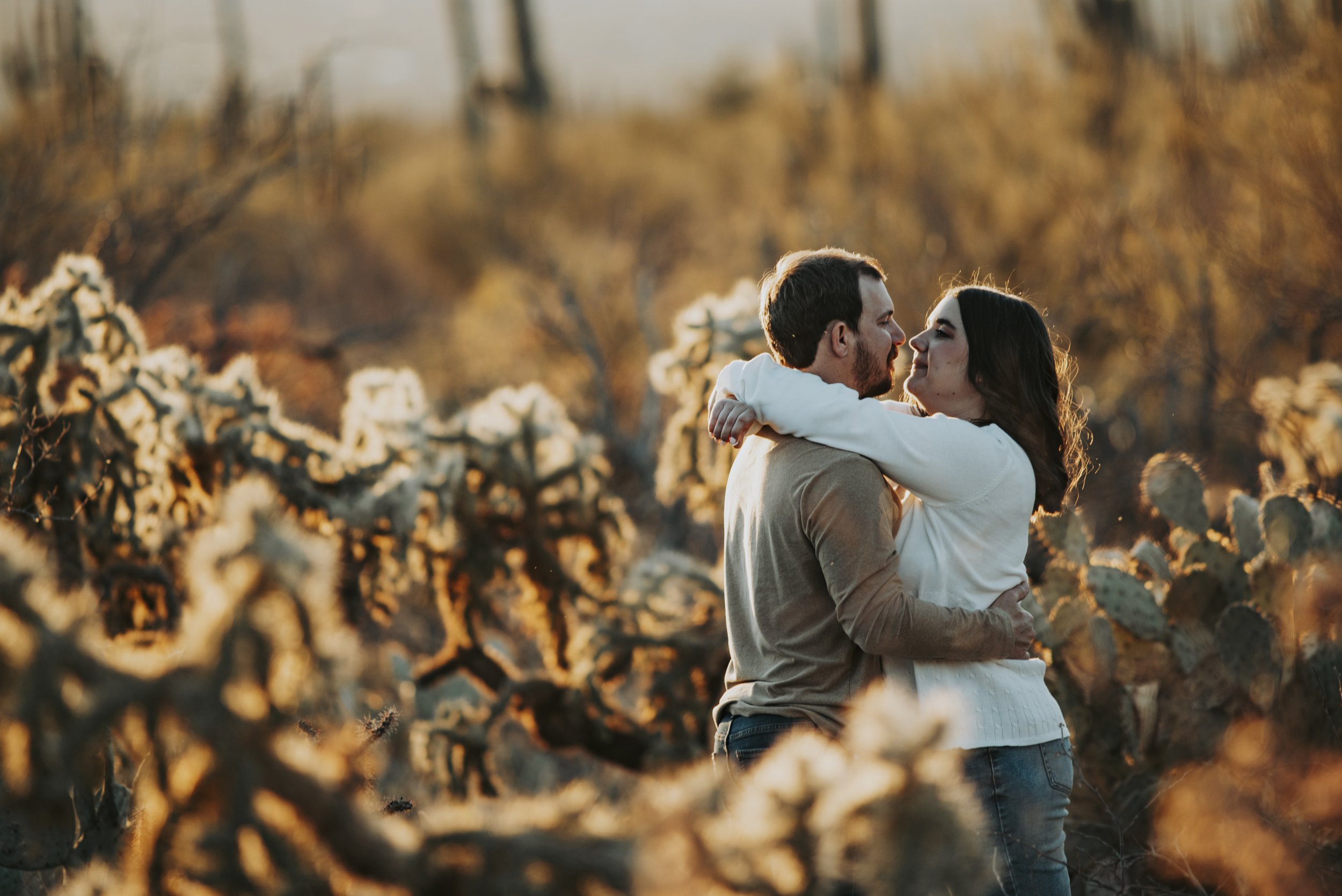 Saguaro National Park Sunset Engagment