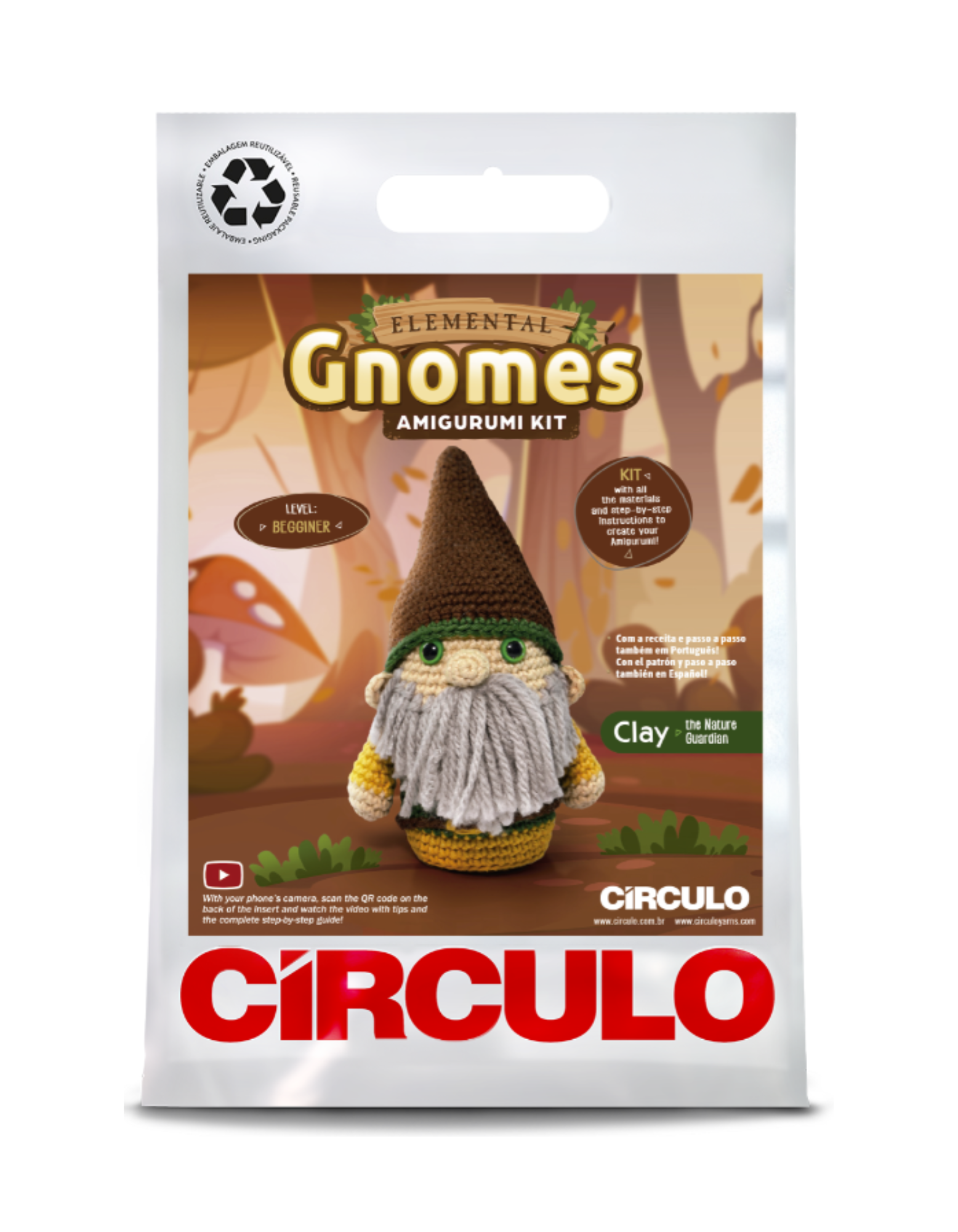 Clay The Nature Guardian  Gnome Adagio Mills Circulo Amigurmi Kit
